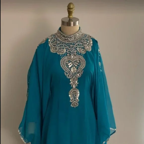 Covered Bliss Dresses Teal Kaftan Poshmark